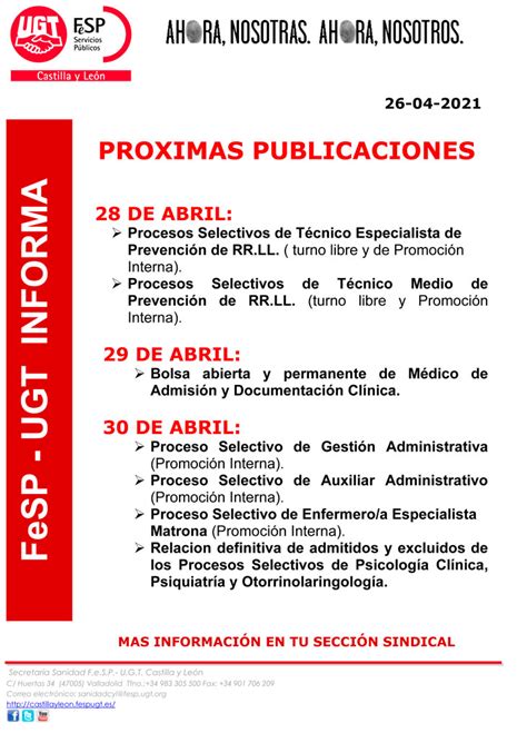 FeSP UGT Zamora – Sanidad. Próximas publicaciones de ...