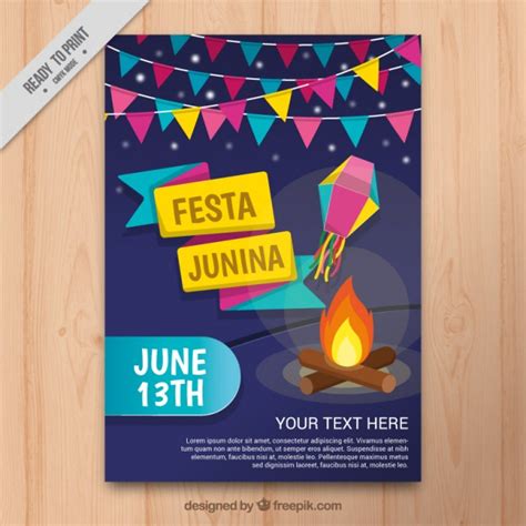 Festa junina brochure with garlands Vector | Free Download