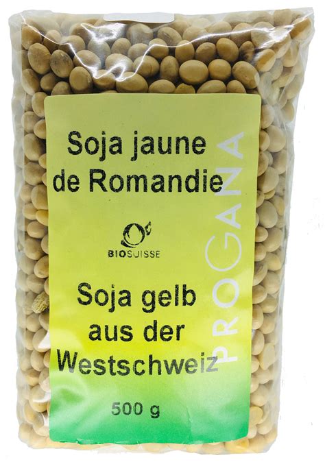 Fèves de soja jaune non décortiquées de la Romande Bio, 500g