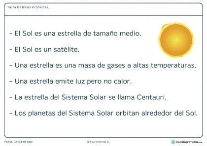 Ficha del sol para primaria | Fichas de Ciencias Naturales ...
