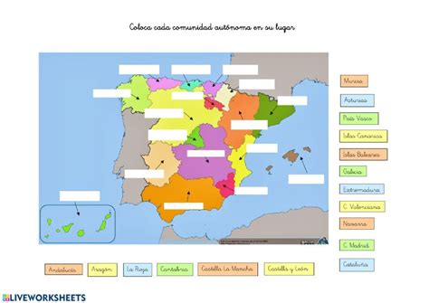 Ficha interactiva de Comunidades Autónomas de España para ...