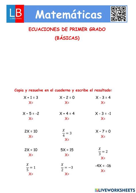 Ficha online de Ecuaciones algebra para 1 secundaria ...