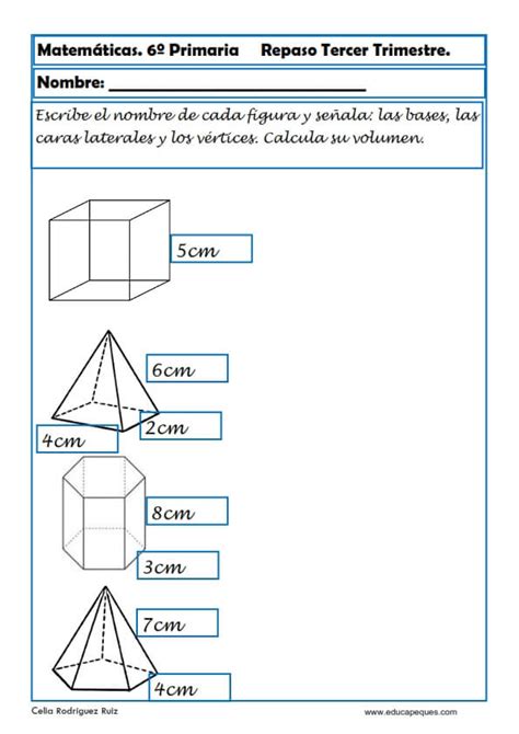 Fichas de ejercicios de Matemáticas para Sexto de Primaria