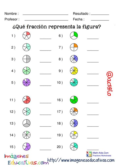 Fichas ejercicios de fracciones con soluciones  6 ...