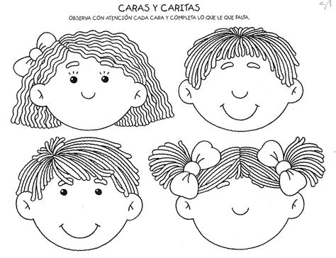 Fichas Infantiles: Caritas para colorear e imprimir