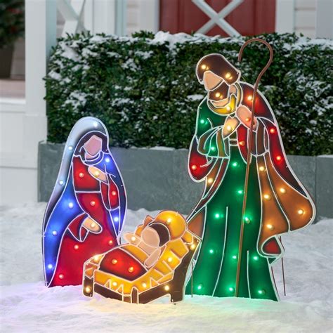 Figuras De Nacimiento Jesus, Maria Y Jose Iluminado Luz Led   $ 1,260 ...
