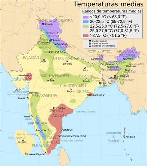 File:India average annual temperature map es.svg ...