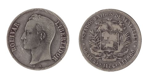 File:Moneda Venezolana de 5 Bolivares de 1886.png