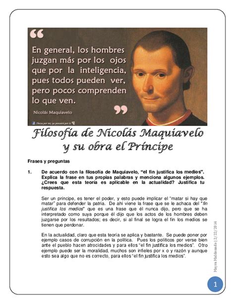 Filosofia de Nicolas Maquiavelo y su obra el Principe ...