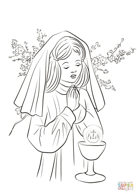 First Communion Girl coloring page | Free Printable ...