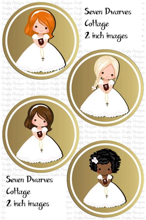 First Communion Girls 2 inch Cupcake Toppers Downloadable
