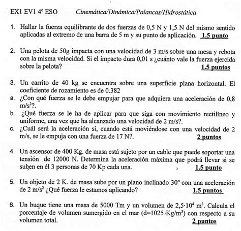 FISICA Y QUIMICA PARA ESTUDIANTES: Examen 4º ESO Física y ...