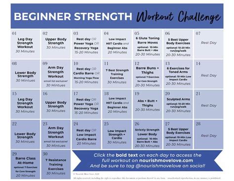 Fitness Challenge: 30 Day Beginner Workout Plan | Nourish ...