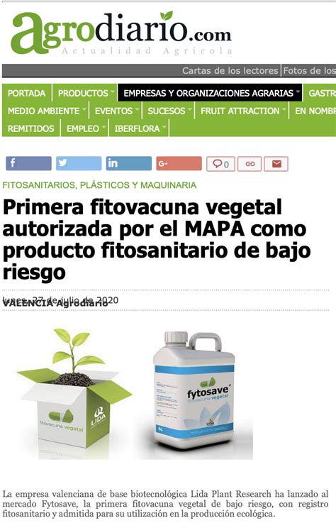 Fitovacuna vegetal autorizada como producto fitosanitario ...