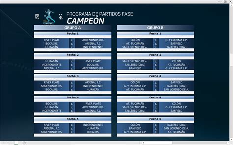 Fixture de las Fases Campeón y Complementación de la Copa Diego ...