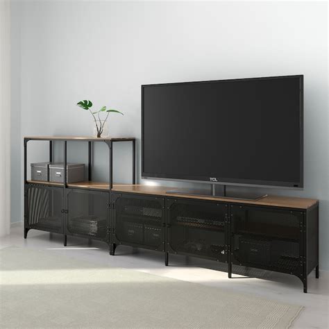 FJÄLLBO Combinaison meuble TV, noir, 250x36x95 cm   IKEA