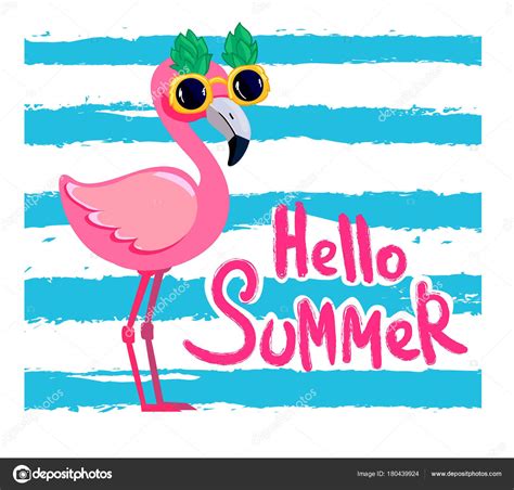 Flamingo Bonito Ilustração Vetorial Design Impressão Verão Crianças ...