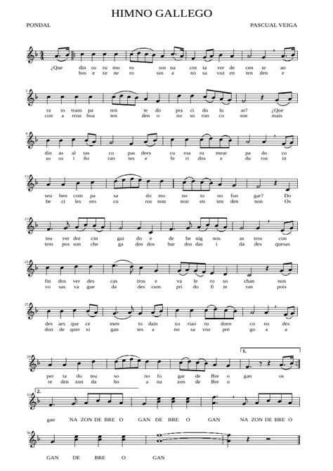 Flauta en do mayor: Himno gallego
