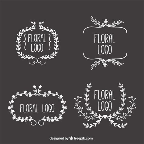 Floral frame logos on blackboard Vector | Free Download