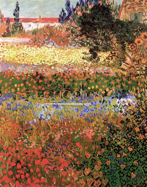 Flowering Garden de Van Gogh, cuadro de puntillismo, lámina.