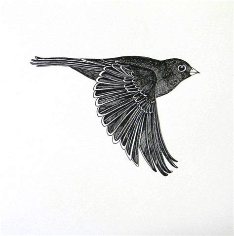 Flying bird, original ink drawing by piperewan on Etsy ...