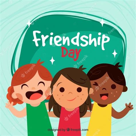 Fondo del día de la amistad con tres niños | Descargar Vectores gratis