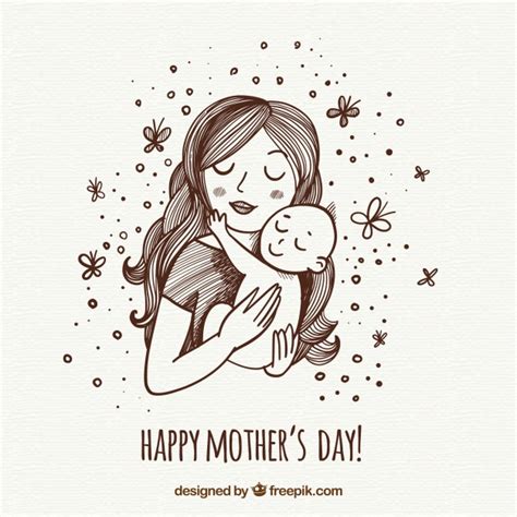 Fondo del día de la madre con familia feliz | Vector Premium