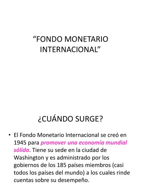 Fondo Monetario Internacional | Fondo Monetario ...