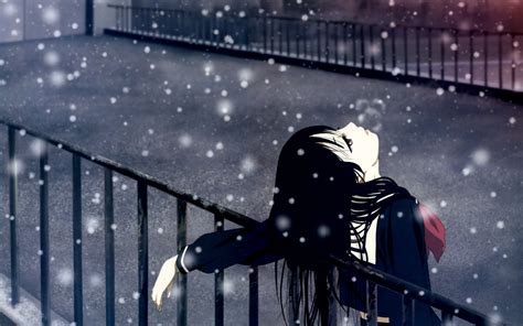 Fondos de pantalla : Anime, morena, nieve, invierno ...