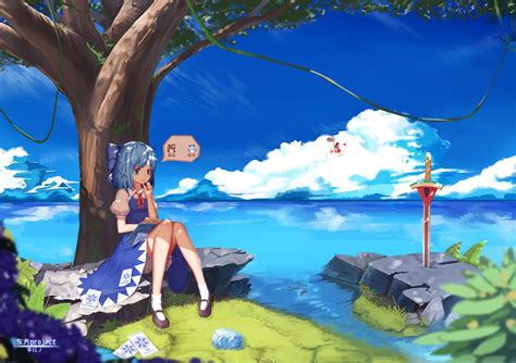 Fondos de pantalla : Árboles, paisaje, mar, Anime, Chicas anime, pelo ...