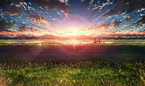 Fondos de pantalla : luz de sol, paisaje, puesta de sol, Anime, Chicas ...