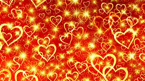 Fondos de pantalla Muchos corazones dorados de amor, fondo rojo ...