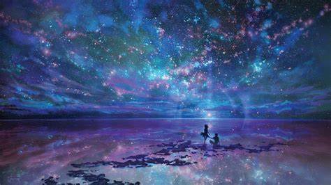Fondos de pantalla : paisaje, Anime, galaxia, estrellas, Nubes ...