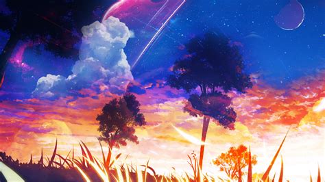 Fondos de pantalla : paisaje, Nubes, planeta, espacio, estrellas, Anime ...