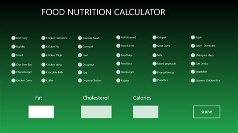 FOOD NUTRITION CALCULATOR | FREE Windows Phone app market