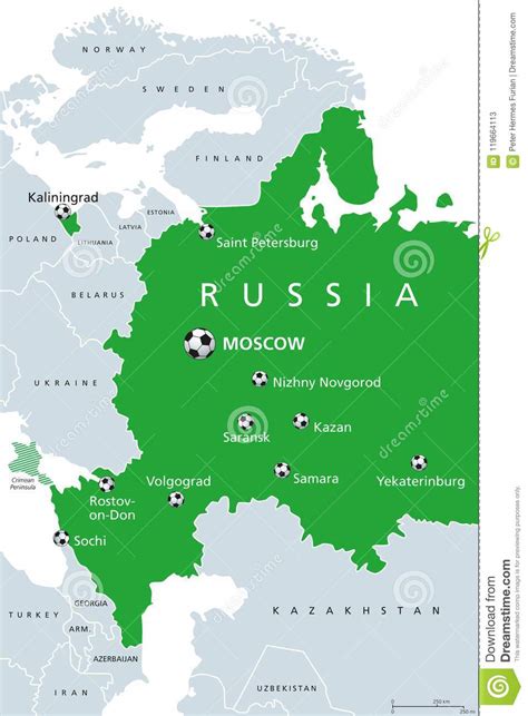 Football In Russia, 2018, Map Of Venues Stock Vector ...