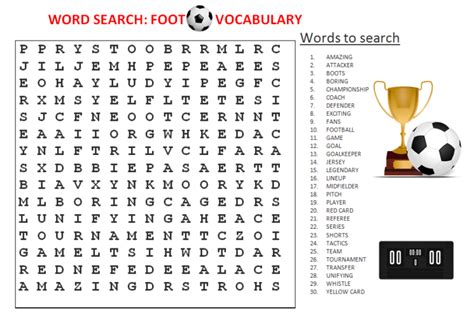 Football vocabulary: wordsearch, quiz and worksheets ...