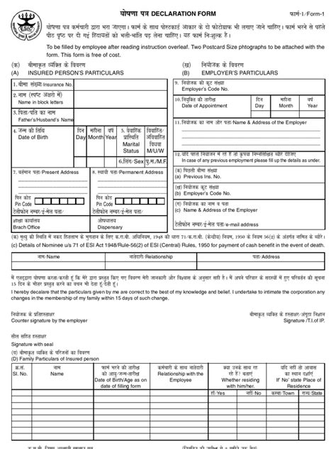 Form 1 Declaration Form | Labor Relations | Working Time