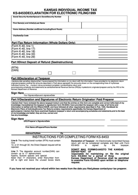 Form Ks 8453   Kansas Individual Income Tax Declaration ...