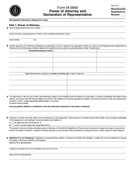 Form M 2848   Power Of Attorney And Declaration Of ...