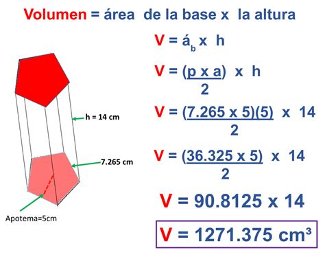 fórmula para obtener el area y el volumen de un prisma ...