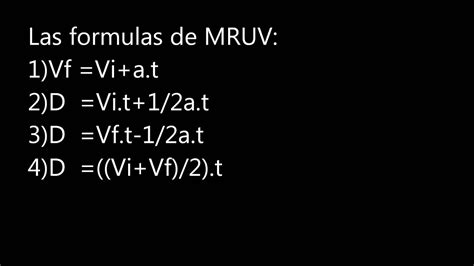 FORMULAS DE MRU Y MRUV   YouTube