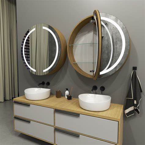 Fortuna: Armario de baño redondo iluminado con espejo   Alasta