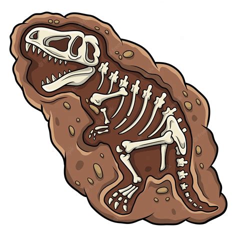 Fósil de dinosaurio t rex de dibujos animados | Vector Premium