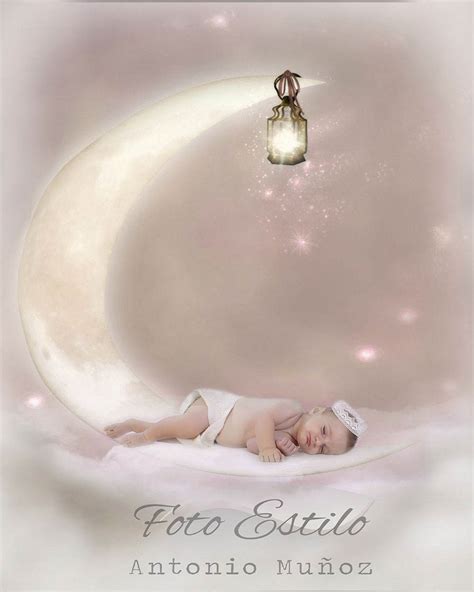 Foto de bebé en la luna, bebé en globo