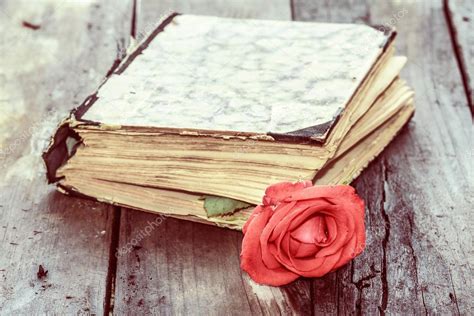 Foto: libro vintage | rosa y libro vintage — Foto de stock ...