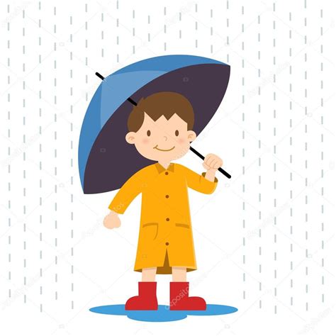 Foto: paraguas niño | Niño con paraguas en la lluvia — Vector de stock ...