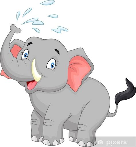 Fotomural Elefante de dibujos animados de pulverización de ...