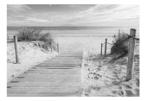 Fotomural En la playa   paisaje blanco y negro   Mar   Paisajes ...