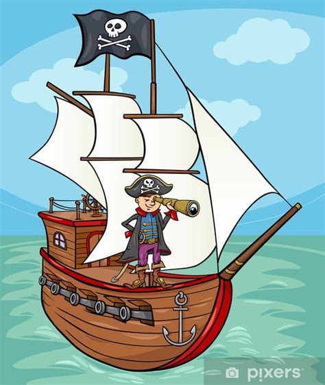 Fotomural Pirata en la ilustración de dibujos animados ...